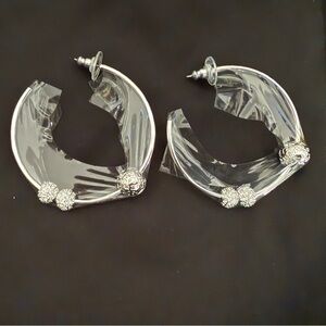 Swarovski Silver Crystal Hoop Earrings